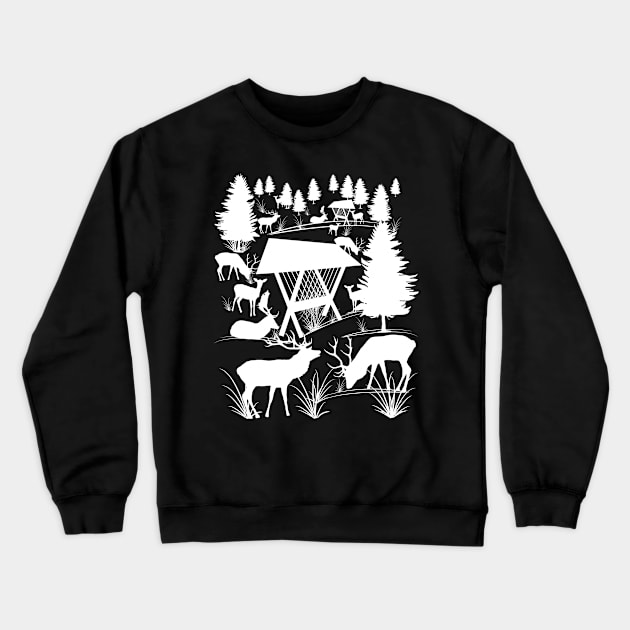 deer, roe deer, tree, antler, animals, hunting Crewneck Sweatshirt by rh_naturestyles